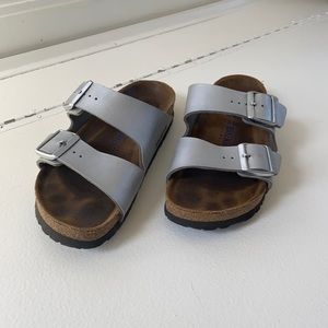 Women’s silver Birkenstock’s
